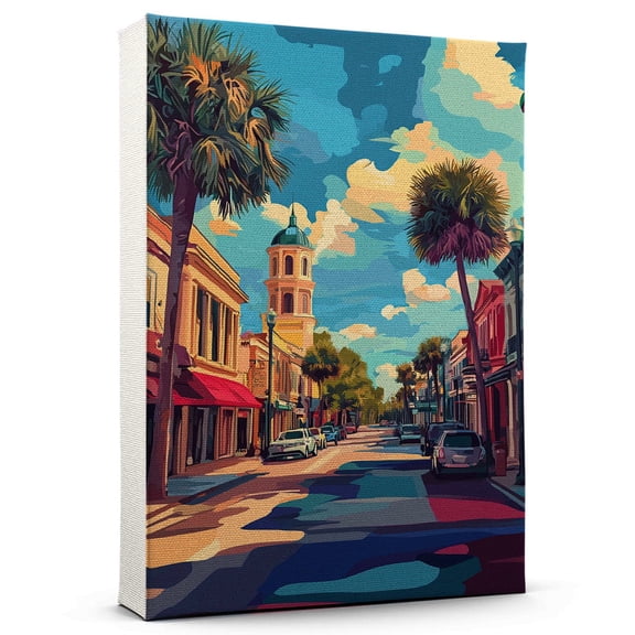 Mount Dora Canvass Vintage, Florida Travel Prints Wall Art, Mount Dora Travel Canvas, Florida Travel Colorful Canvas - 100AZ921