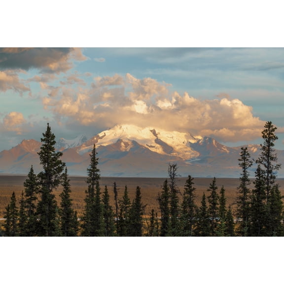 Mount Drum rises into the clouds off Tok Cutoff north of Glennallen Alaska United States of America Canvas Art - Zachary Sheldon  Design Pics (19 x 12)