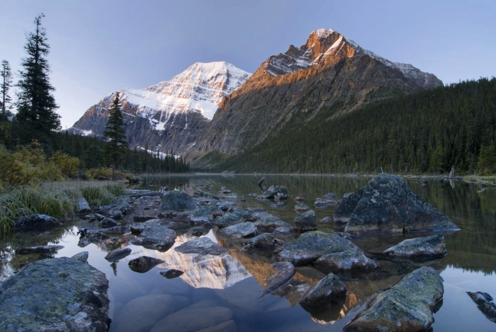 Mount Edith Cavell Cavell Lake Jasper National Park Alberta Canada Canvas Art - Philippe Widling Design Pics (34 x 22)