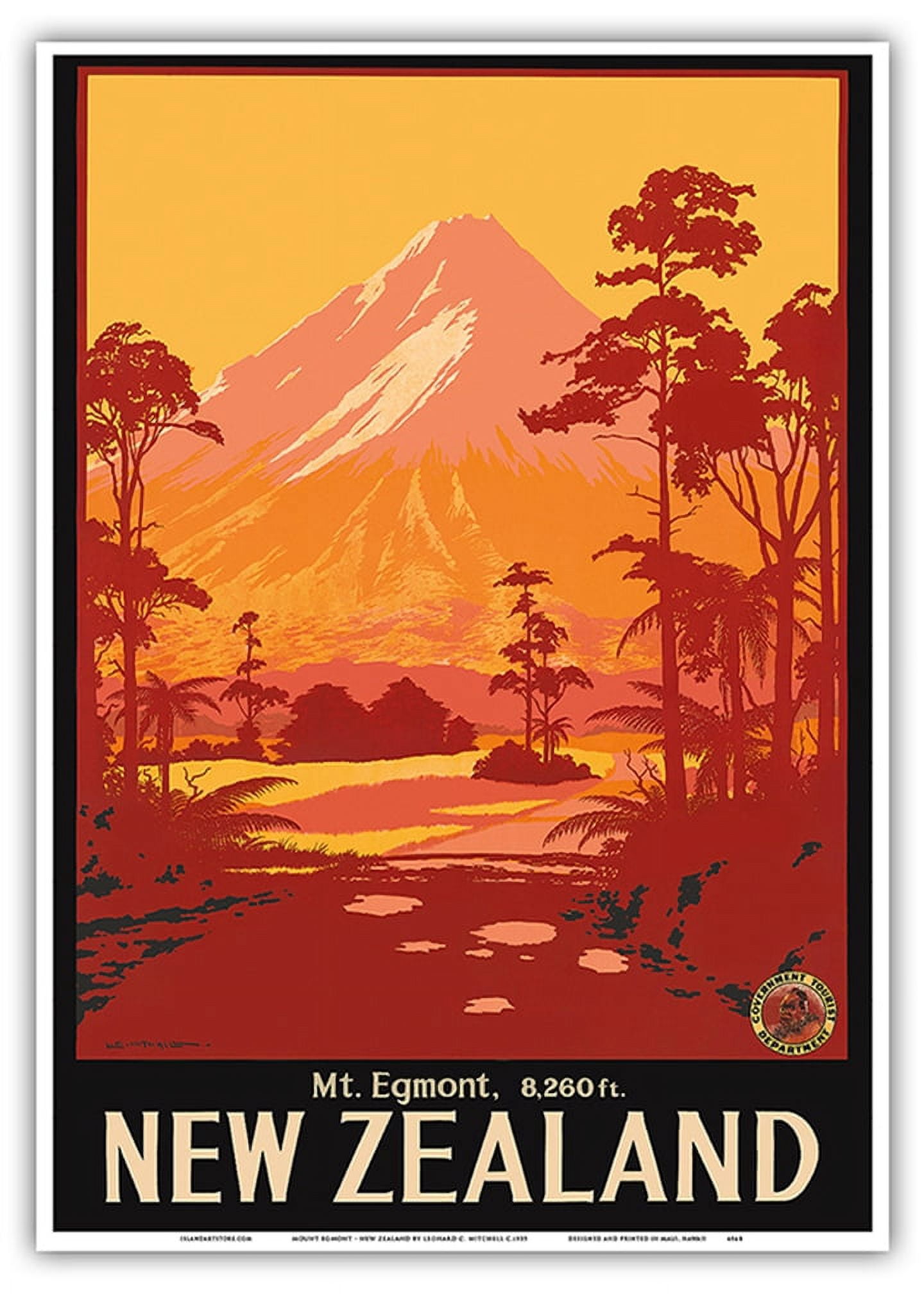 Mt. Egmont Taranaki ‘New Zealand’ poster Mount Egmont (Mount Taranaki) New Zealand - Vintage Travel Poster
