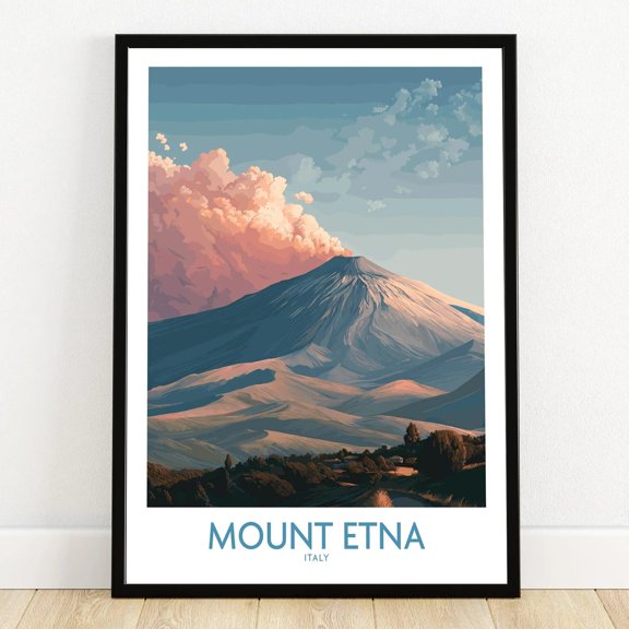 Mount Etna Italy Poster Dramatic Sicily Volcano Wall Decor