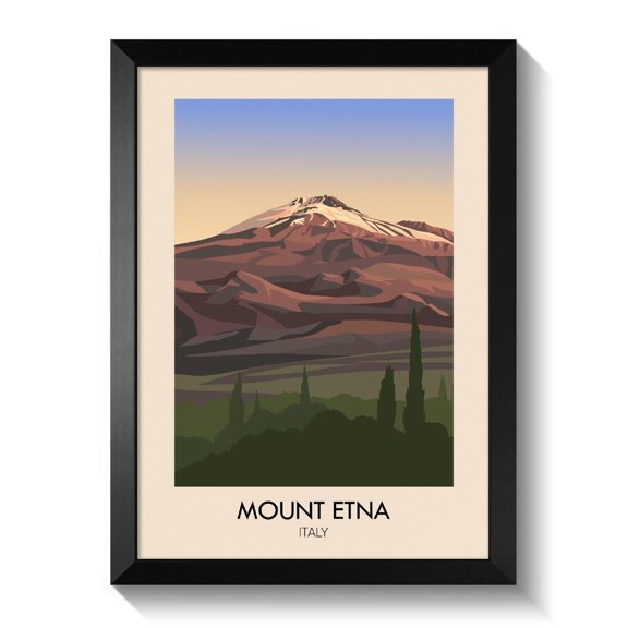 Mount Etna Italy Wall Art Print With Sicily Volcano Mountain Decor