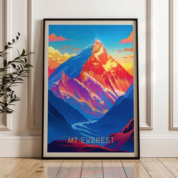 Mount Everest Art Print, Nepal Himalaya Travel Print, Unframed Canvas 16x20in