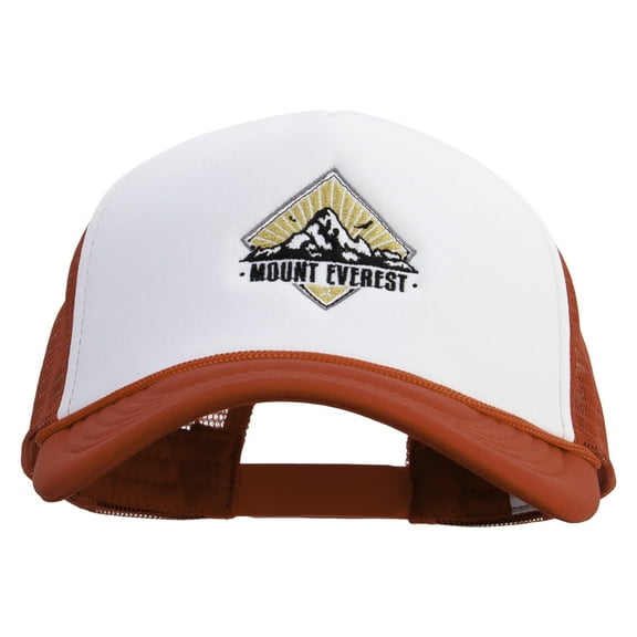 Mount Everest Badge Embroidered Big Foam Mesh Truck Cap - White Red XL-3XL