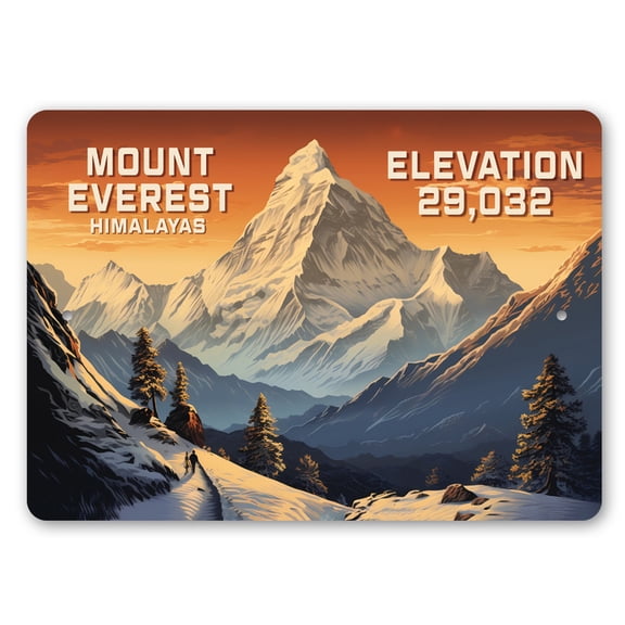 Mount Everest Elevation Aluminum Metal Decor Sign - 4x18 inches