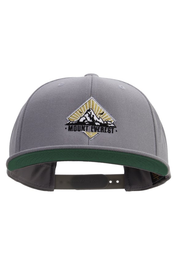 Mount Everest Embroidered Wool Blend Prostyle Snapback Cap - Silver OSFM
