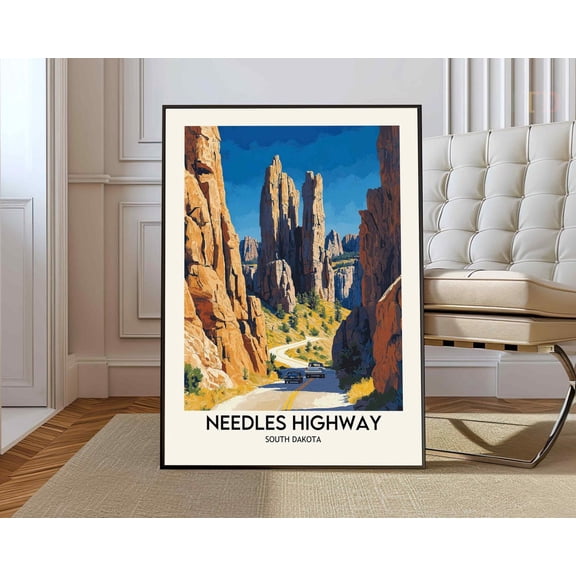 Mount Everest Nepal Travel Poster Wall Art, Stretched Canvas 8x10in