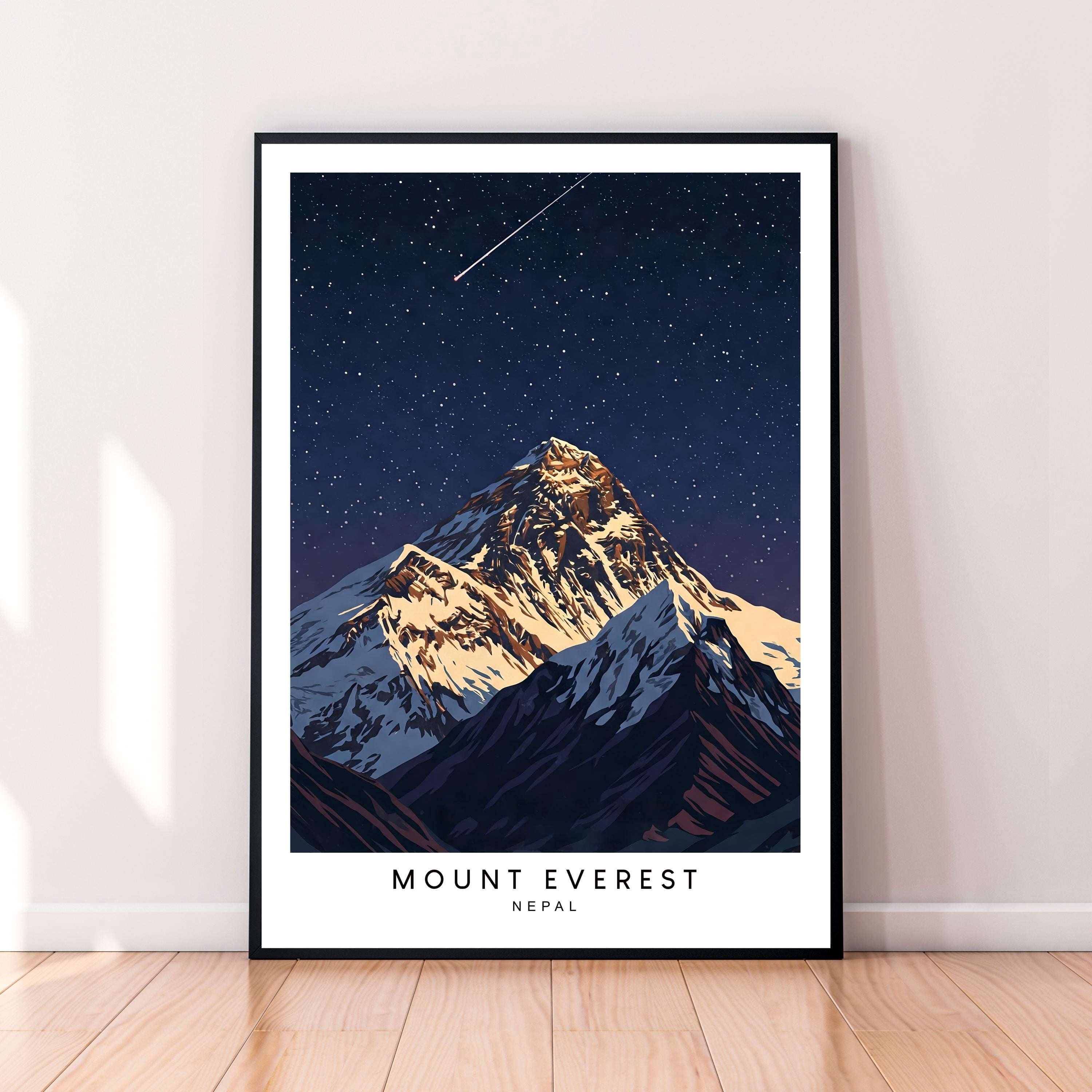 Mount Everest Night Nepalshooting Star Unprint Poster , Poster Print ...