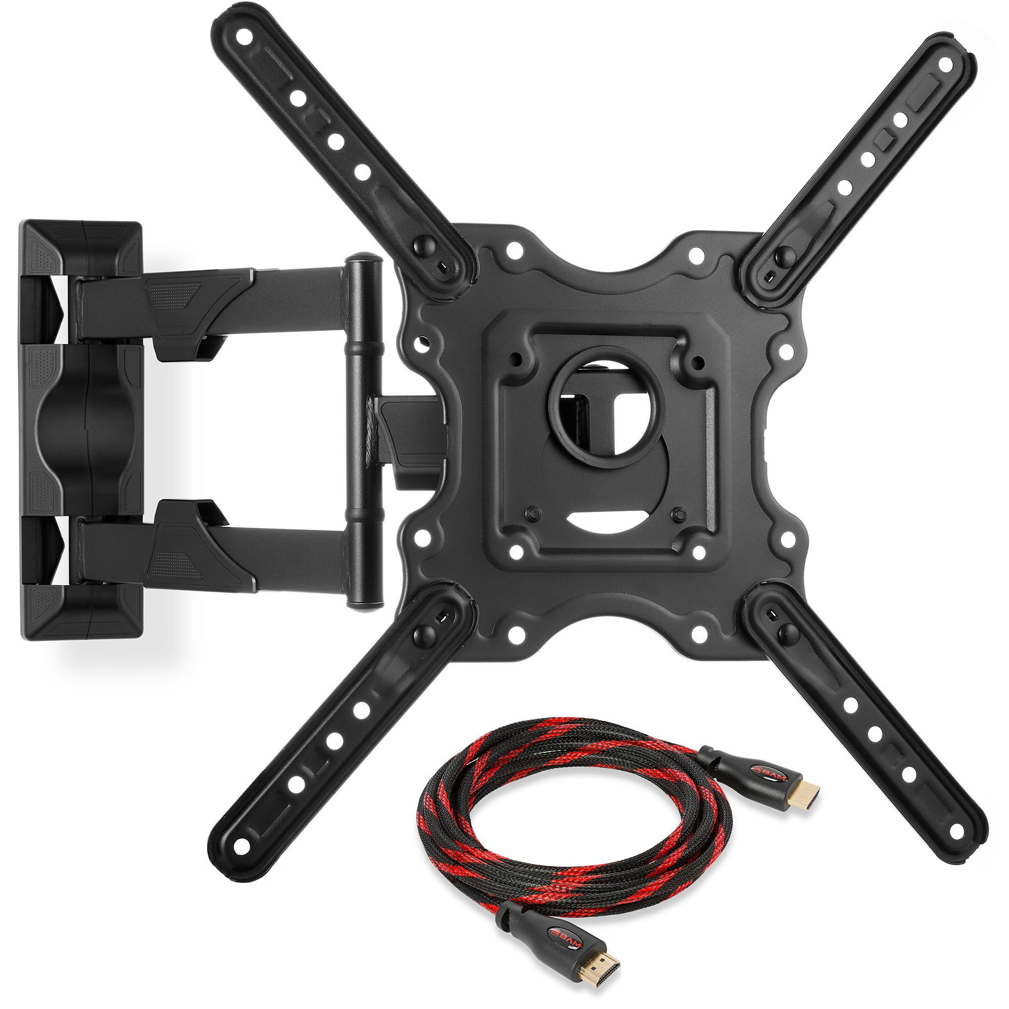 Mount Factory Full Motion TV Wall Mount Monitor Bracket for 32 52 Inch LED LCD and Plasma Flat Screen Displays up to VESA 400x400. Universal Fit