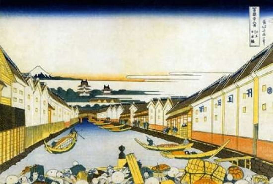 Mount Fuji And Edo Castle Seen From Nihonbashi 1834 Canvas Art - Hokusai (12 x 18)