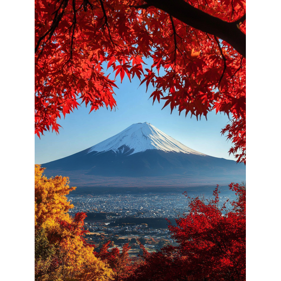 Mount Fuji Autumn Leaves Decorative Painting/Canvas ArtPerfect for Living Room Bedroom Office Dining Room Kitchen Study Room Hotel Restaurant