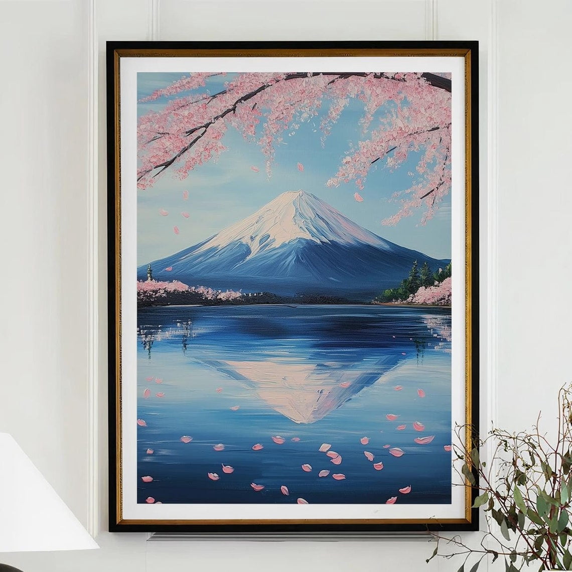 Mount Fuji Cherry Blossom Japanese Landscape Painting Vacation Art ...