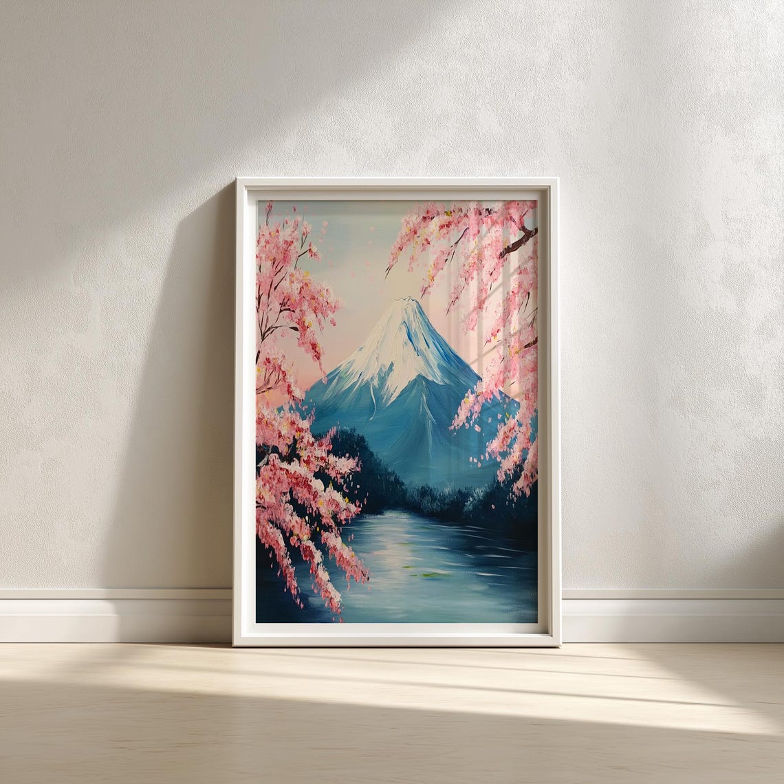Mount Fuji Cherry Blossom Print, Japanese Landscape Art Home Decor ...