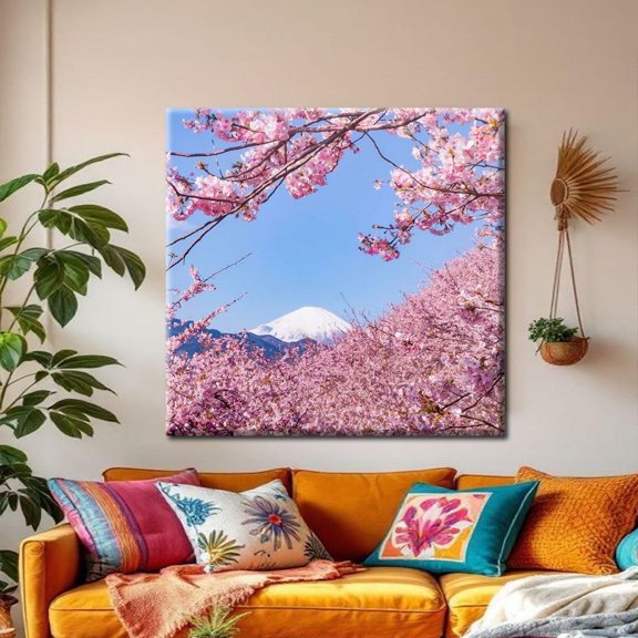 Mount Fuji Cherry Blossom Sakura Wall Decor, Unframed Poster