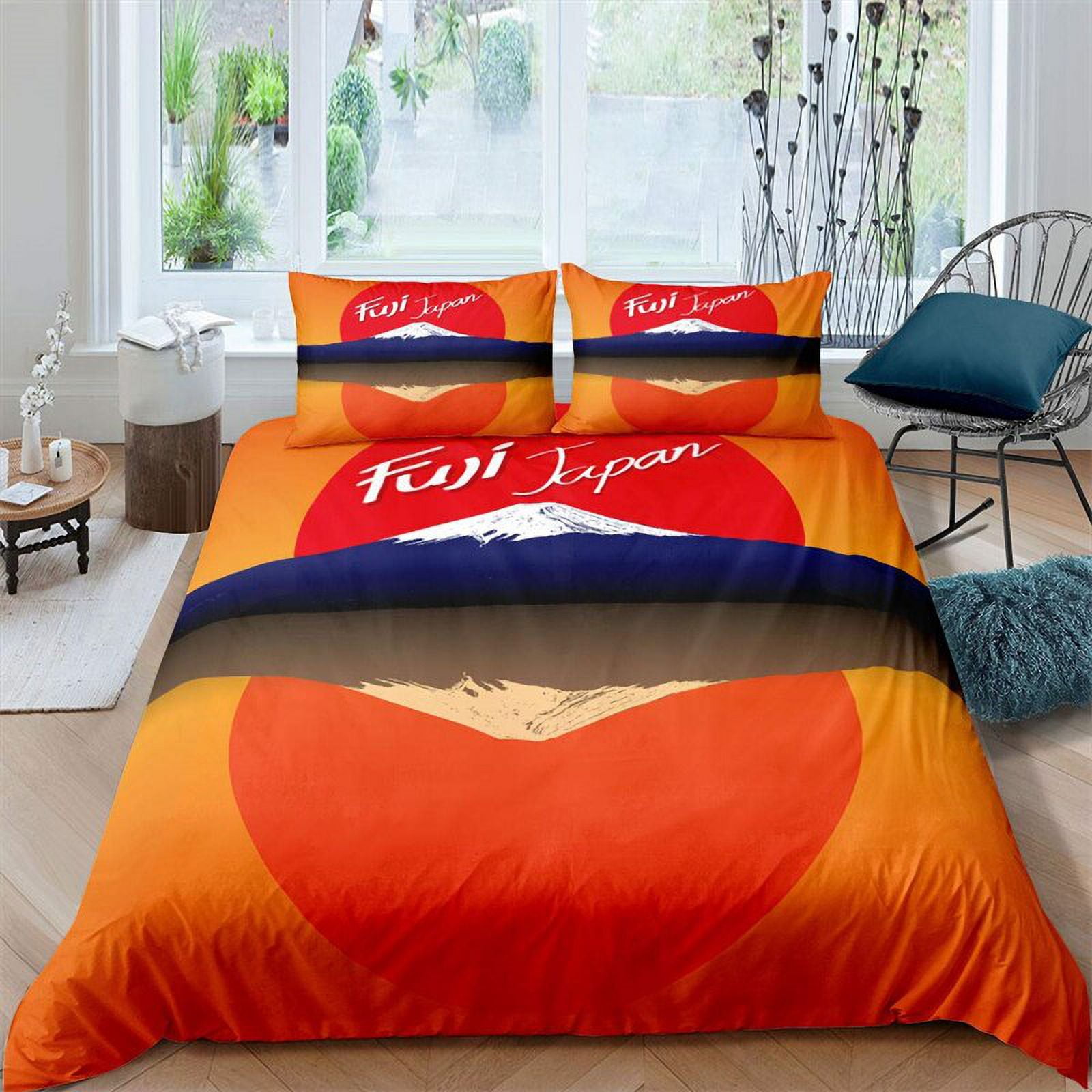Mount Fuji Comforter Cover Japanese Style Koi Fish Bed Sets UkiyoE