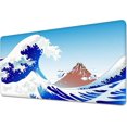 thumbnail image 1 of Mount Fuji and Cranes with Great Waves Desk Mat,Large Gaming Mouse Pad,Non-Slip Rubber Base Mousepad with Stitched Edges,Waterproof Mouse Mat Desk Pad for Work, Game, Office (31.5x15.7 in), 1 of 6