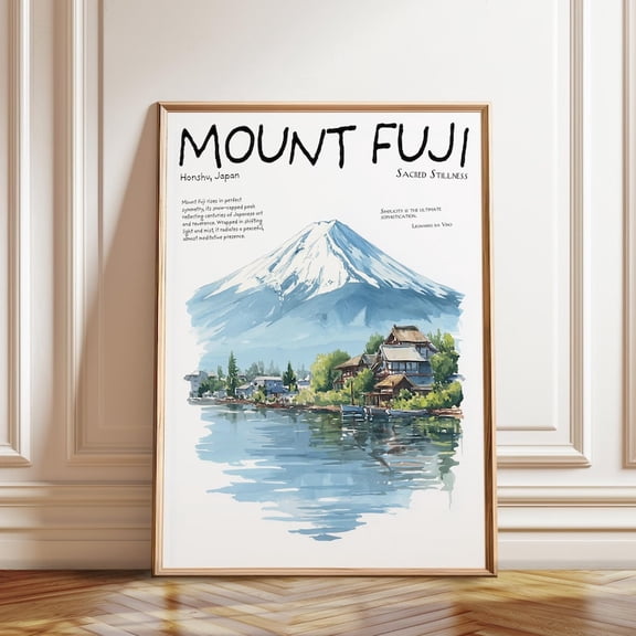Mount Fuji Honshu Snow Mountain Wall Art Print, Unframed Paper Poster 8x10in