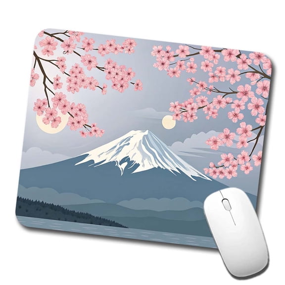 Mount Fuji Japan Drawing Cherry Blossoms Beautiful Mouse Pad Low Profile Gaming Mat