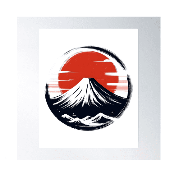 Mount Fuji Japan Zen Enso Poster Wall Art Modern Wall Decor For Living Room Bedroom