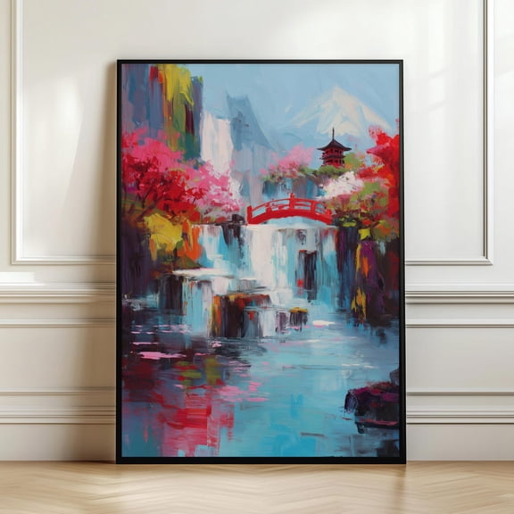 Mount Fuji Japanese Waterfall Nature Decor Wall Art