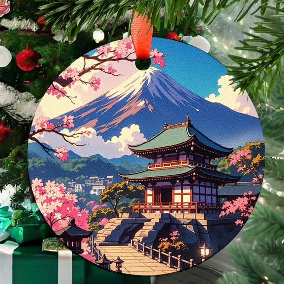 Mount Fuji Ornament 2025, Travel Landmark Christmas Decoration, Holiday Keepsake Gift, Collectible Souvenir, Glass Look Hanging Decor, Xmas Tree Decoration, Cultural 2025, Festive