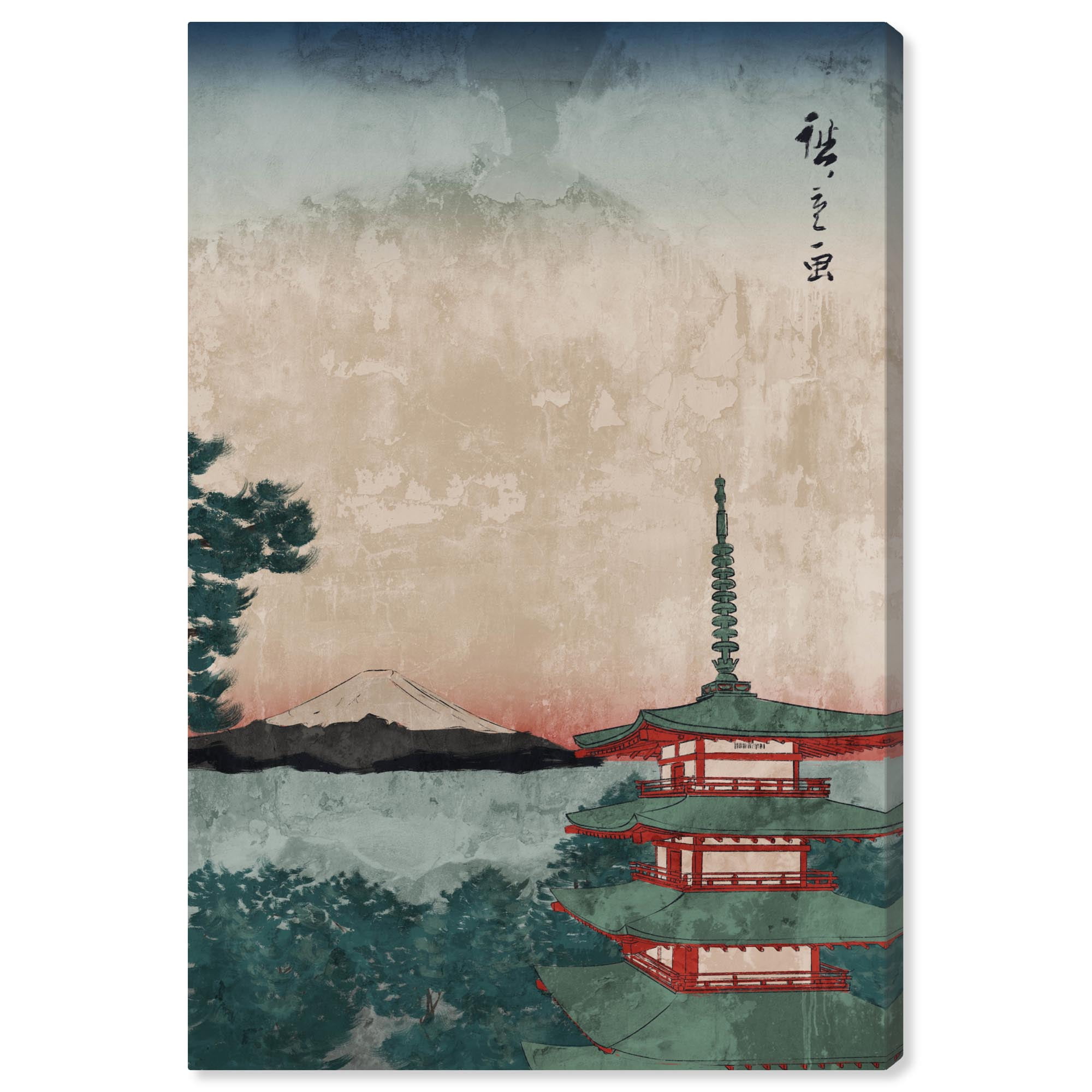 Mount Fuji Retro Japanese Art Canvas Print, 30" x 20"