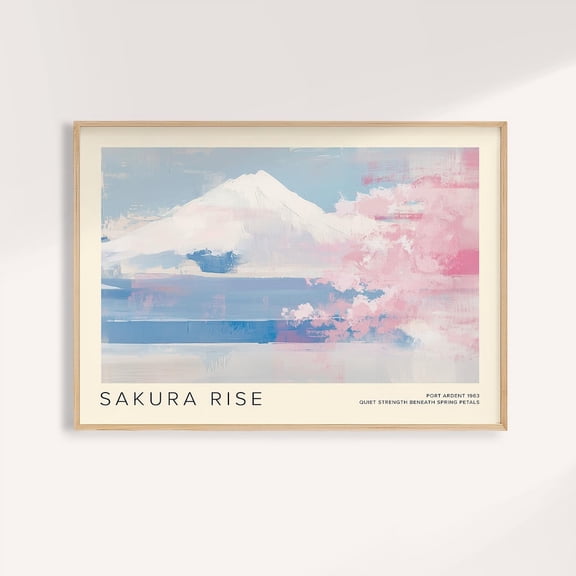 Mount Fuji Rothko Inspired Cherry Blossom Japanese Poster Art, Unframed Poster
