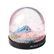 Mount Fuji Snow Globe with Sakura   Japanese Crystal Ball Ornament | Cherry Blossom Gift for Her | Desk Decor with Black Base