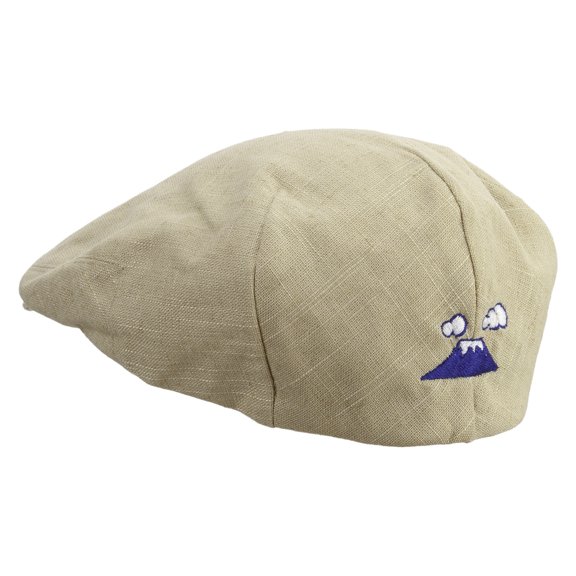Mount Fuji Symbol Embroidered Big Mesh Ivy Cap - Khaki XL-2XL