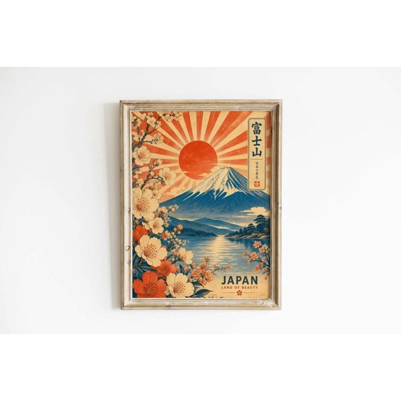 Mount Fuji Ukiyo E Wall Art Print With Japanese Travel And Mountain Decor Unframed Paper Print