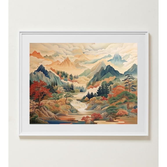 Mount Fuji Wall Art, Yayoi Kusama Japanese, Landscape Poster, Gallery Wall Art, Colorful Modern Art, Yoga Deco, Wall Art, Modern Wall Decor, 12x18 UNFRAMED