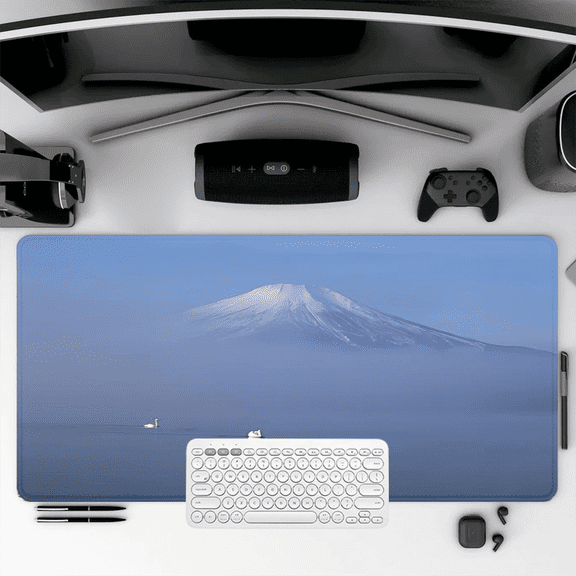 Mount Fuji and Swans Lake Design Mouse Pad 35.4 x 15.8 inches Rubber Office Desk Mat for Home Work and Travel