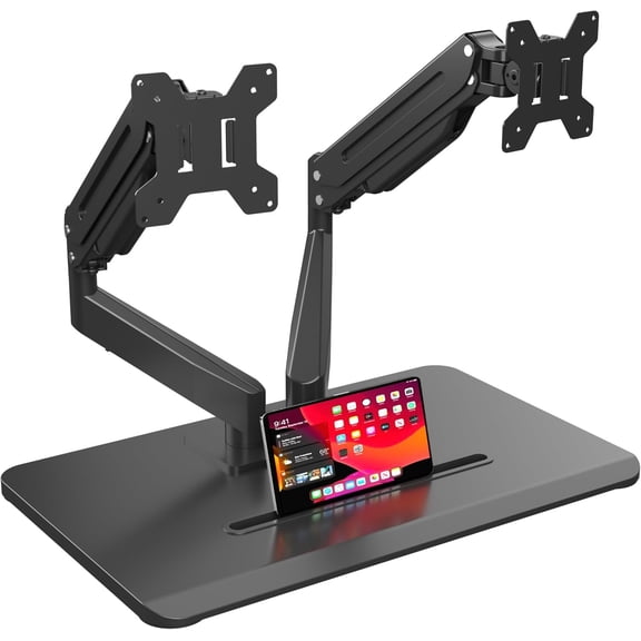 Mount Gas Spring  Arm Desk Stand with Base,Free Standing Pneumatic Height Adjustable  Stand for 17 to 34 inch,Holds up to 24.25 lbs,Black(ML8SPX)