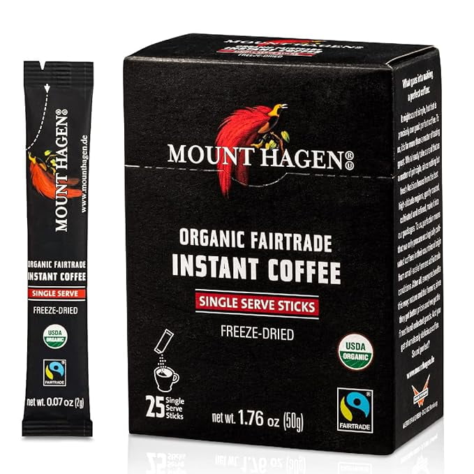 Mount Hagen 25 Count Single Serve Instant Coffee Packets Organic