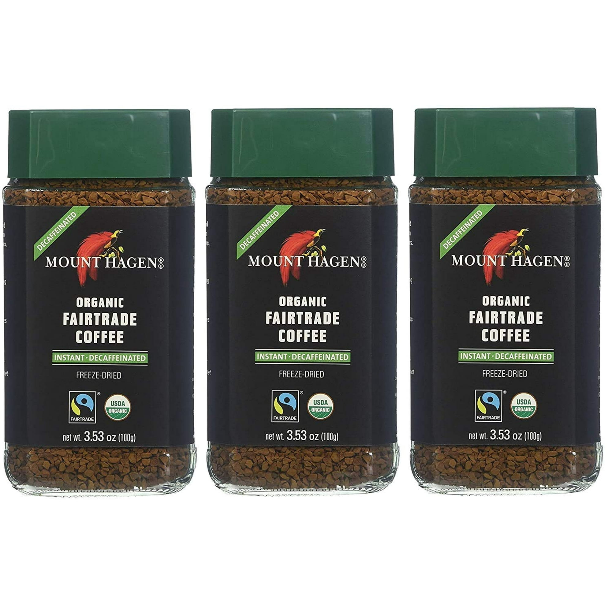 Mount Hagen: Organic Café Decaffeinated Freeze Dried Instant Coffee (3 X 3.53 Oz) (Pack Of 3)