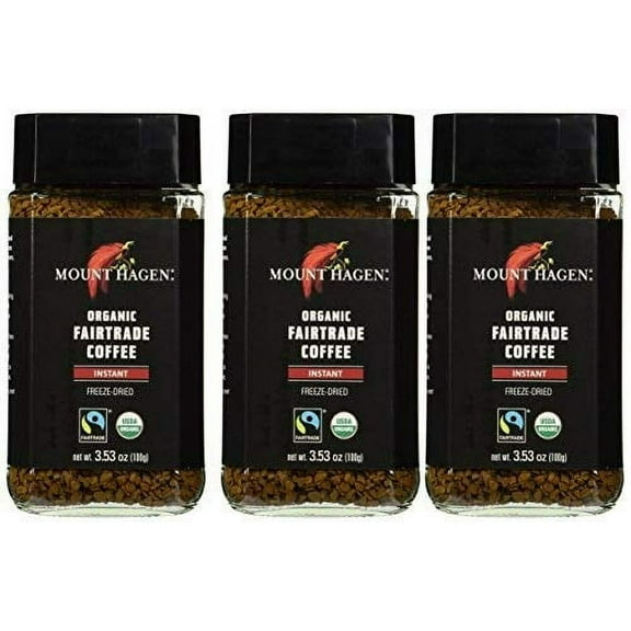 Mount Hagen: Organic FairTrade Instant Coffee Award-Winning, Single-Origin, 100% Arabica, Pack of 3 x 3.53 oz Each