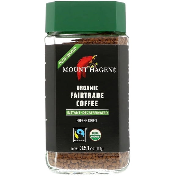 Mount Hagen, Organic Fairtrade Coffee, Instant, Decaffeinated, 3.53 oz Pack of 3