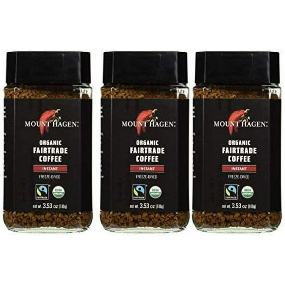 Mount Hagen: Organic café liofiliza Café Instantáneo (Pack of 3 x 3,53 oz) (Pack of 3)