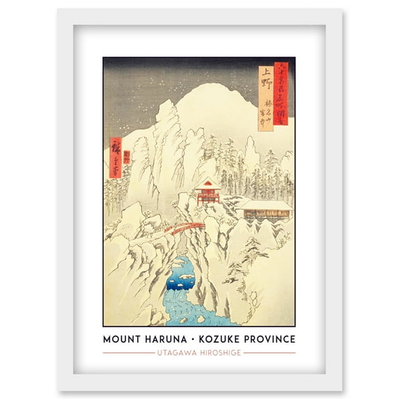 Mount Haruna Under Snow Kozuke Province Utagawa Hiroshige Japanese Woodblock Classic Collection Artwork Framed Wall Art Print A4