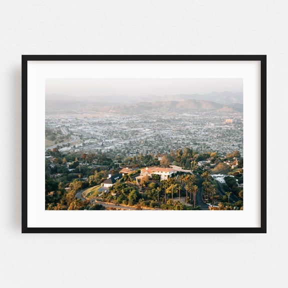 From Mount Helix 01 - La Mesa California Photography Cityscape Landscape Scenic Palm Tree Architecture Tropical Skyline Black Framed Wall Art Print 5 x 7 inches
