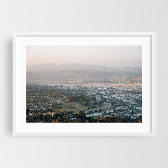 From Mount Helix 03 - La Mesa California Photography Cityscape Landscape Nature Mountain Scenic Skyline Travel Poster White Framed Wall Art Print 5 x 7 inches