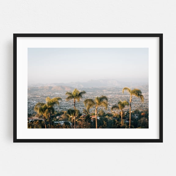 Mount Helix Palms - La Mesa California Photography Landscape Palm Tree City Nature Tropical Mountain Skyline Black Framed Wall Art Print 5 x 7 inches