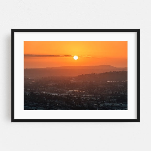 Mount Helix Sunset 02 - La Mesa California Photography Sunset Cityscape Scenic Landscape Skyline Nature Black Framed Wall Art Print 5 x 7 inches