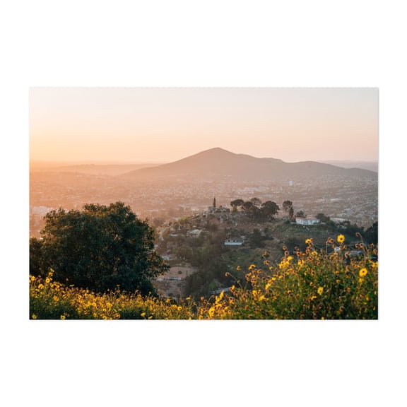 Mount Helix Sunset 04 - La Mesa California Photography Landscape Nature Sunset Mountain Scenic Floral Cityscape Unframed Wall Art Print 20 x 28 inches
