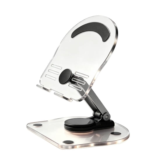 Mount Holder Phone Stand Acrylic Tablet Holder with 360° Rotating Base for Desk Home and Portable Clear Display Support for All Phones and Tablets