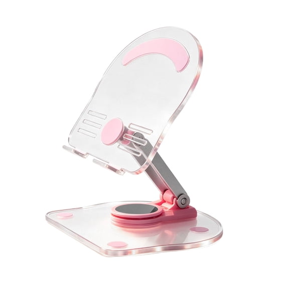 Mount Holder Phone Stand Acrylic Tablet Holder with 360° Rotating Base for Desk Home and Portable Clear Display Support for All Phones and Tablets