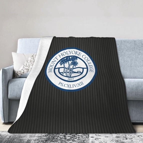 Mount Holyoke College Logo Fleece Blanket, Very Soft Microfiber Flannel Blanket for Couch Warm and Cozy for All Seasons