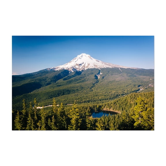 Mount Hood and Mirror Lake 02 - Oregon Photography Mountain Nature Landscape Forest Scenic Snow Winter Unframed Wall Art Print 32 x 48 inches