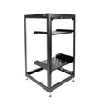 thumbnail image 1 of Mount-It! 20U 17" Black Steel Open Frame Server Rack with Adjustable Feet and Two Shelves, 1 of 9