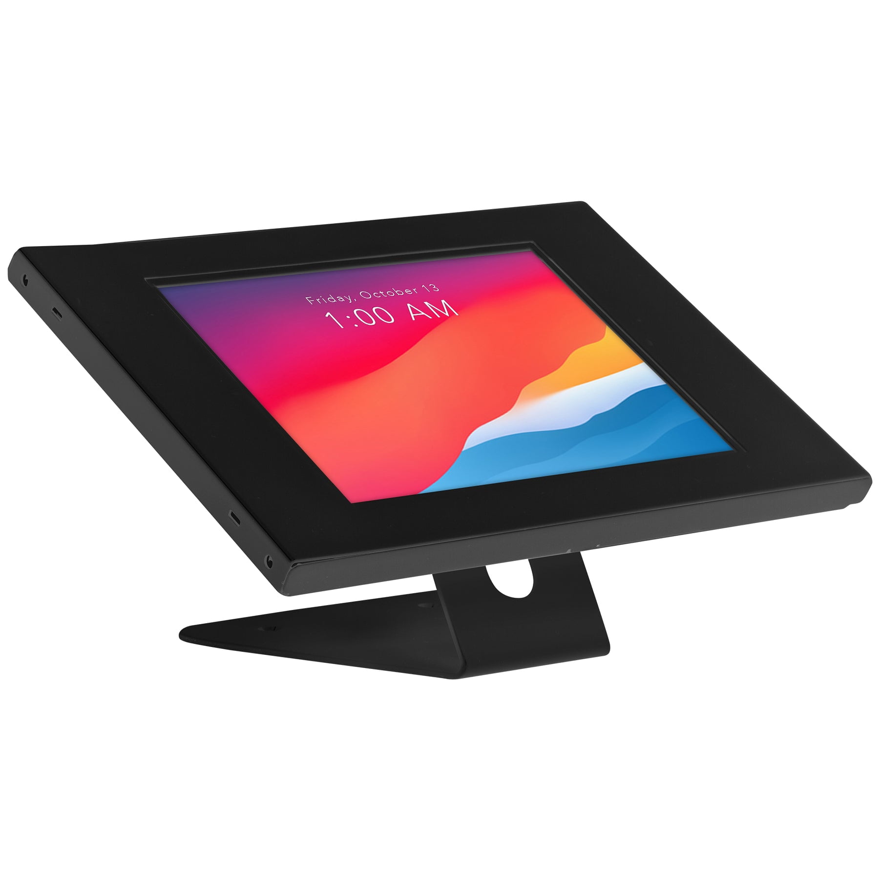Black Anti-Theft Locking Tablet Kiosk with Wall Mount